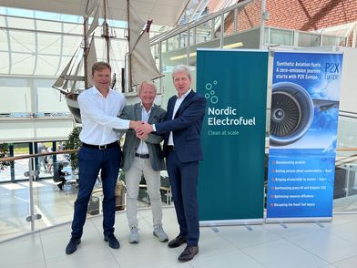 Volker Ebeling, Executive Director, P2X-Europe and SVP New Energy, Chemicals & Gas, Mabanaft; Gunnar Holen, CEO Nordic Electrofuels; Detlev Woesten, CEO P2X-Europe and Chief Sustainability Officer H&R. © Mabanaft GmbH & Co. KG
