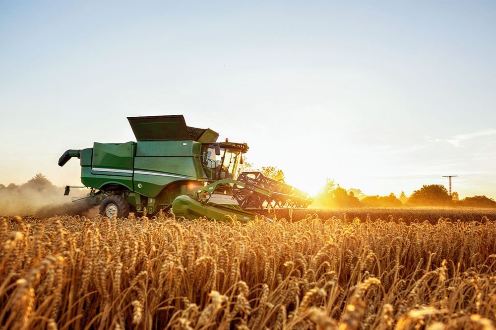 Agricultural machine in a field