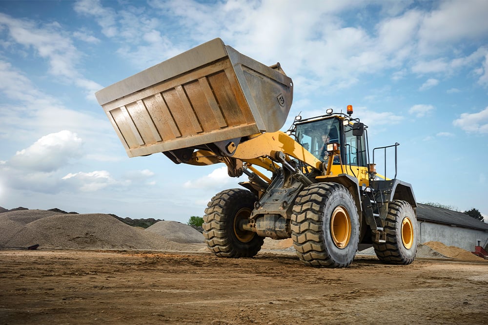 Wheel loader in operation