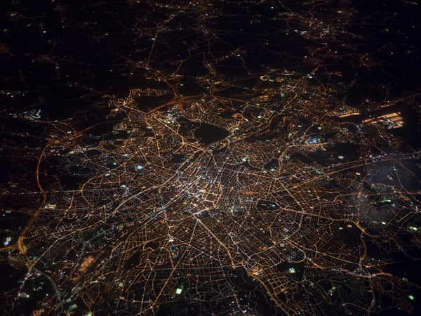 Stadt von oben oeffentliche Einrichtungen