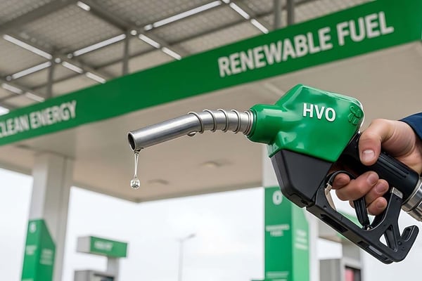 HVO100 Kraftstoff Produktboxen auf hellem Hintergrund