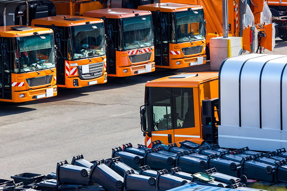 Fuhrpark eines Entsorgungsunternehmens zur nachhaltigen Abfallwirtschaft