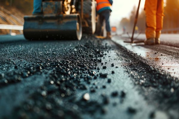 Asphaltarbeiten im Straßenbau mit Bitumen als Bindemittel