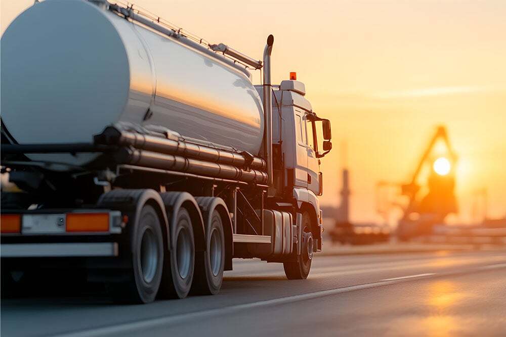 Tanker trucks at the port for fuel supply