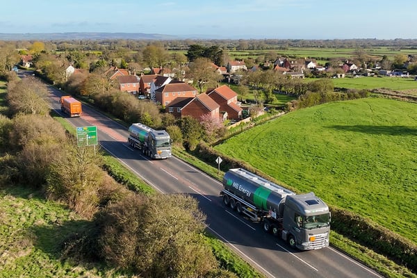 MB Energy fuel tankers driving through rural landscape