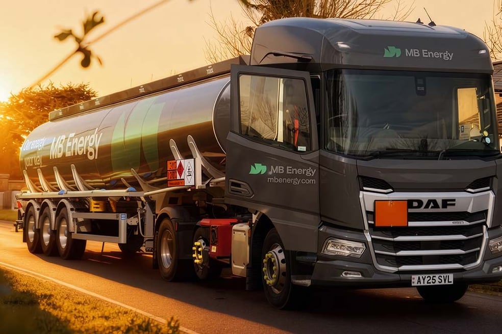 Truck in sunlight representing sustainable energy solutions by MB Energy in the UK