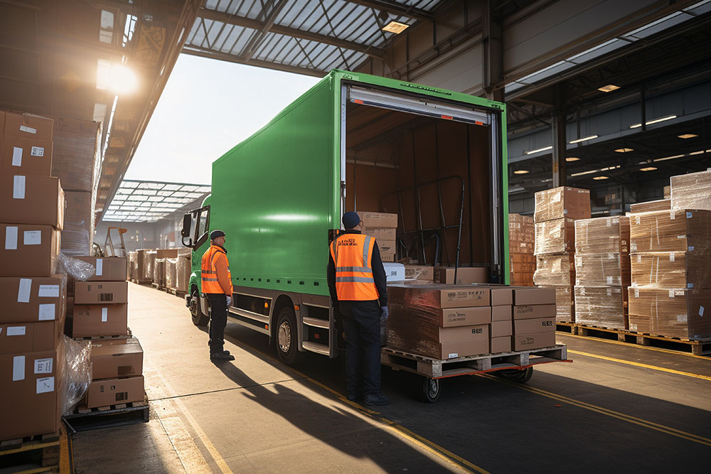 Workers are loading a truck