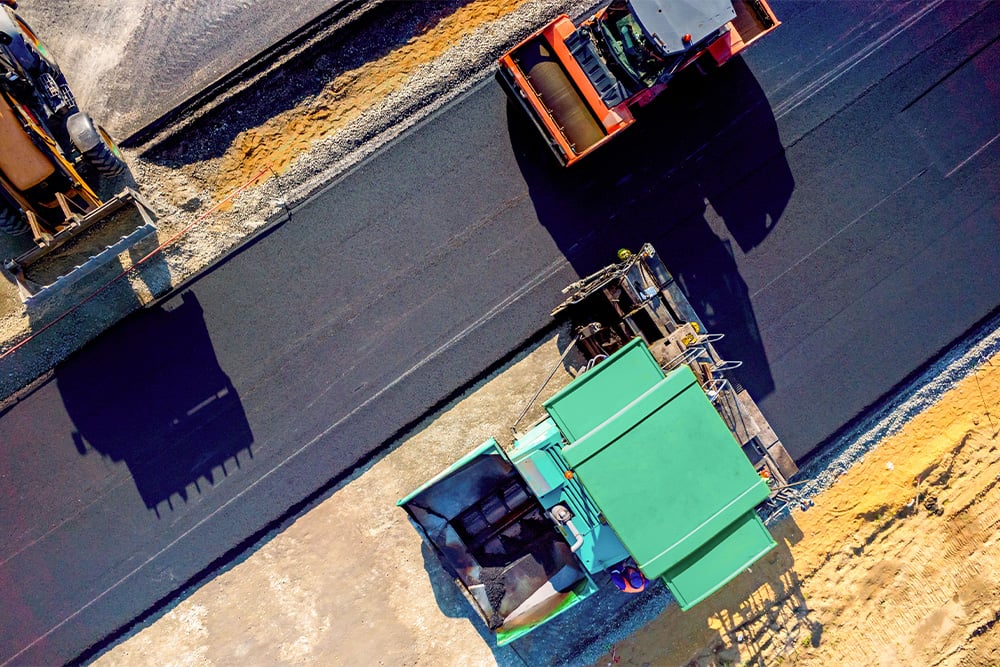 Construction machinery renews the road