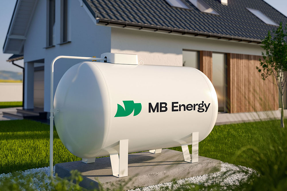 LPG tank beside a residential building for reliable heat supply without mains gas connection 