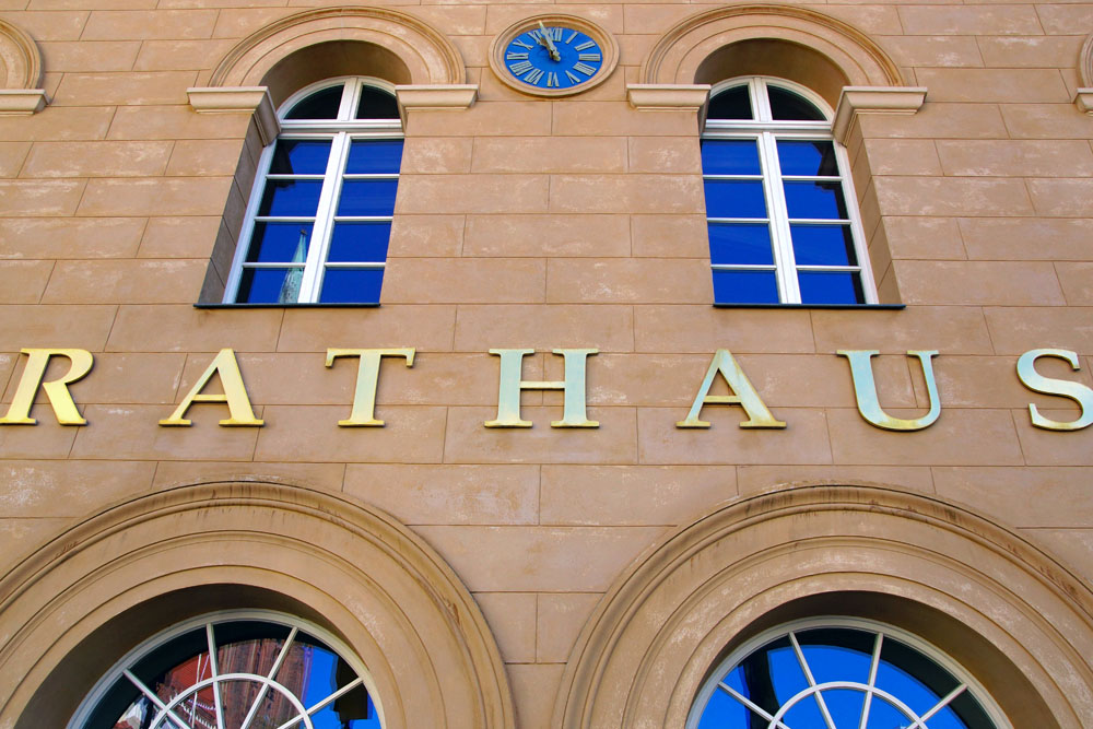 Town hall front with heat for public buildings