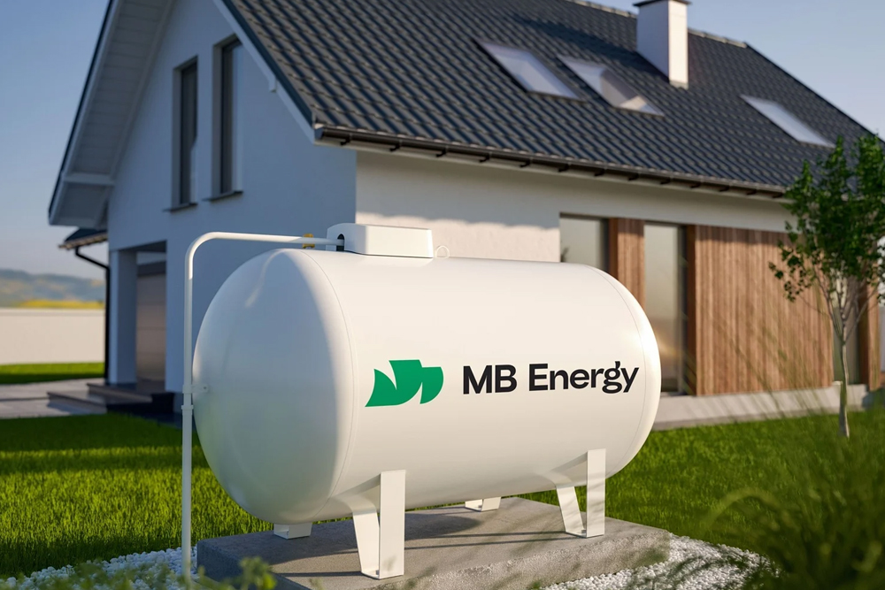 Flüssiggastank an Gebäude für zuverlässige Energieversorgung öffentlicher und gewerblicher Immobilien 