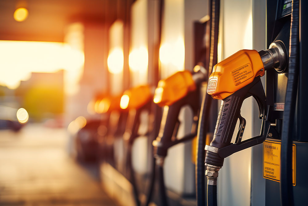 Petrol pump with taps