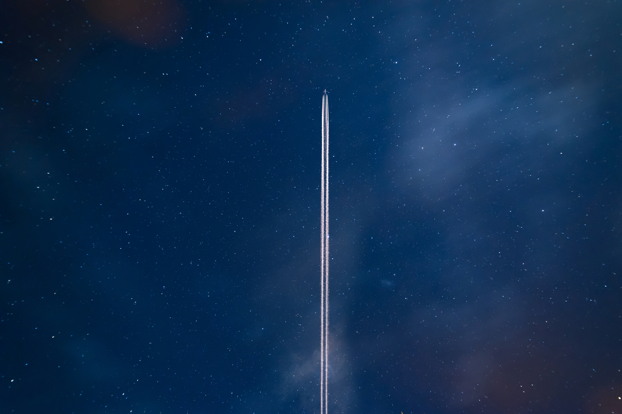 Airplane in the sky in the starry sky Vision