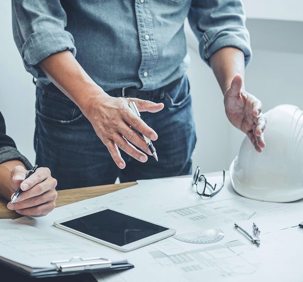 Construction industry helmet on a table