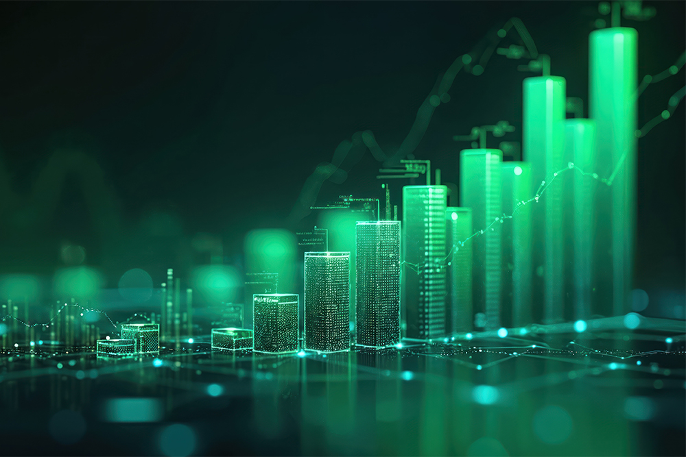 Digitale Kursgrafiken zur Entwicklung von Heizölpreisen und Energiepreisen