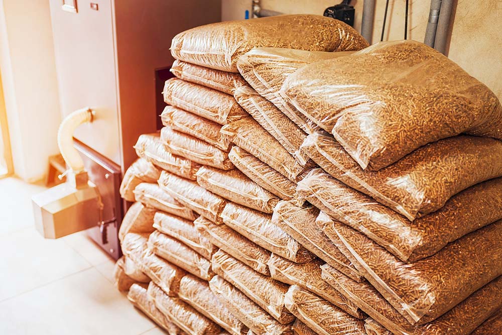 Holzpellet-Sackware für flexible Lagerung und Nachfüllung